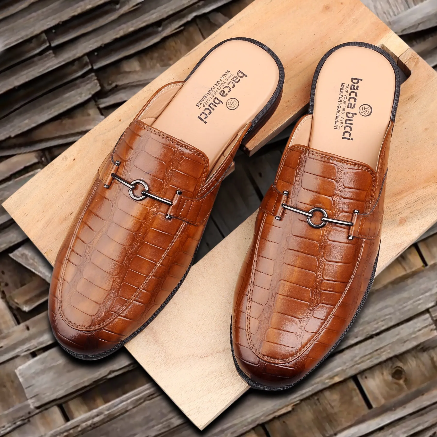 Oldmoney Loafers Bacca Bucci Men's NOVA Mules Clogs Open back Loafers with Comfortable Memory Insoles