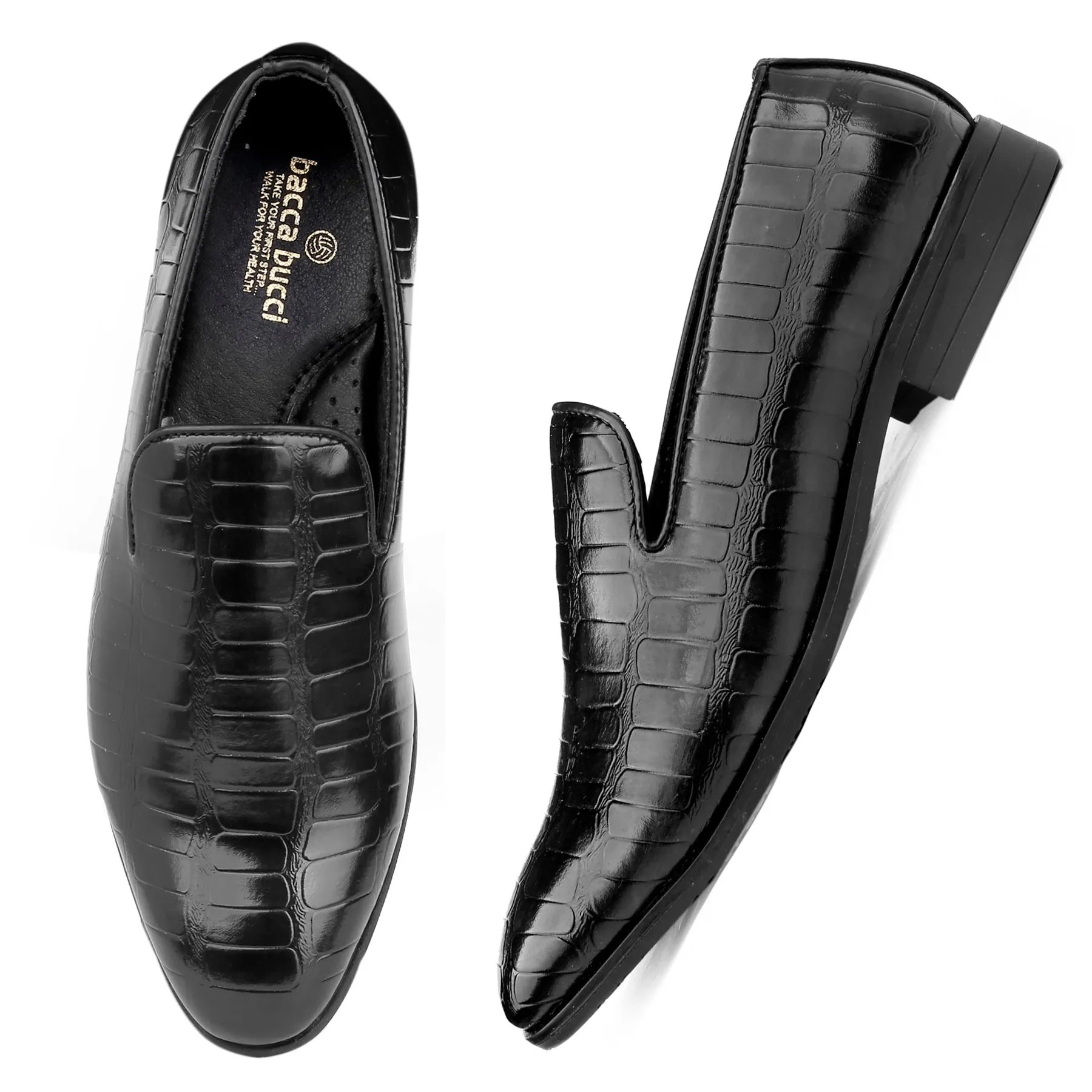 Gucci Loafers Bacca Bucci NAPLES Party Textured Loafers | Wedding Dress Formal Slip-on Shoes
