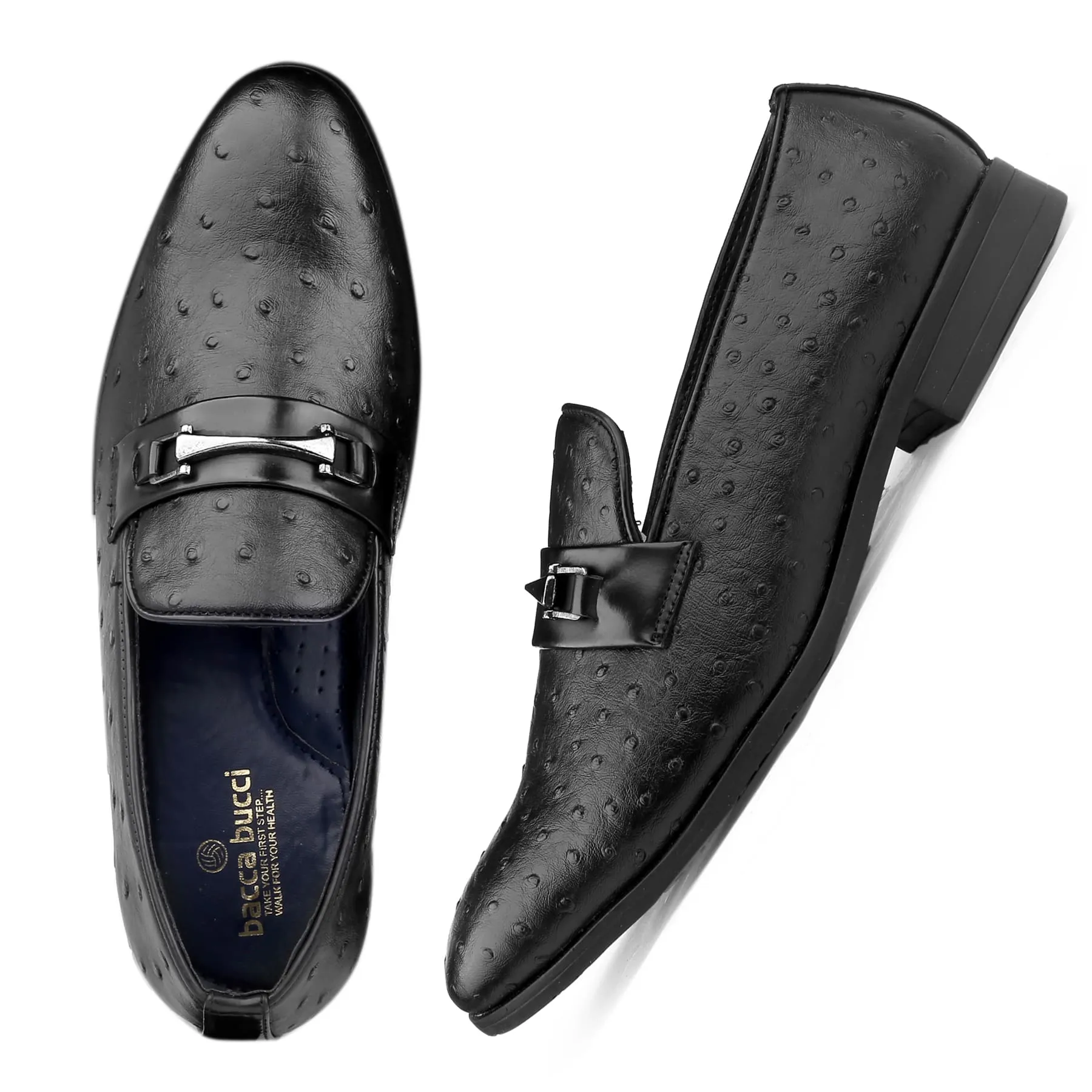 Loafers Glory North Carolina Bacca Bucci OSTRICH Party Textured Loafers | Wedding Dress Formal Slip-on Shoes