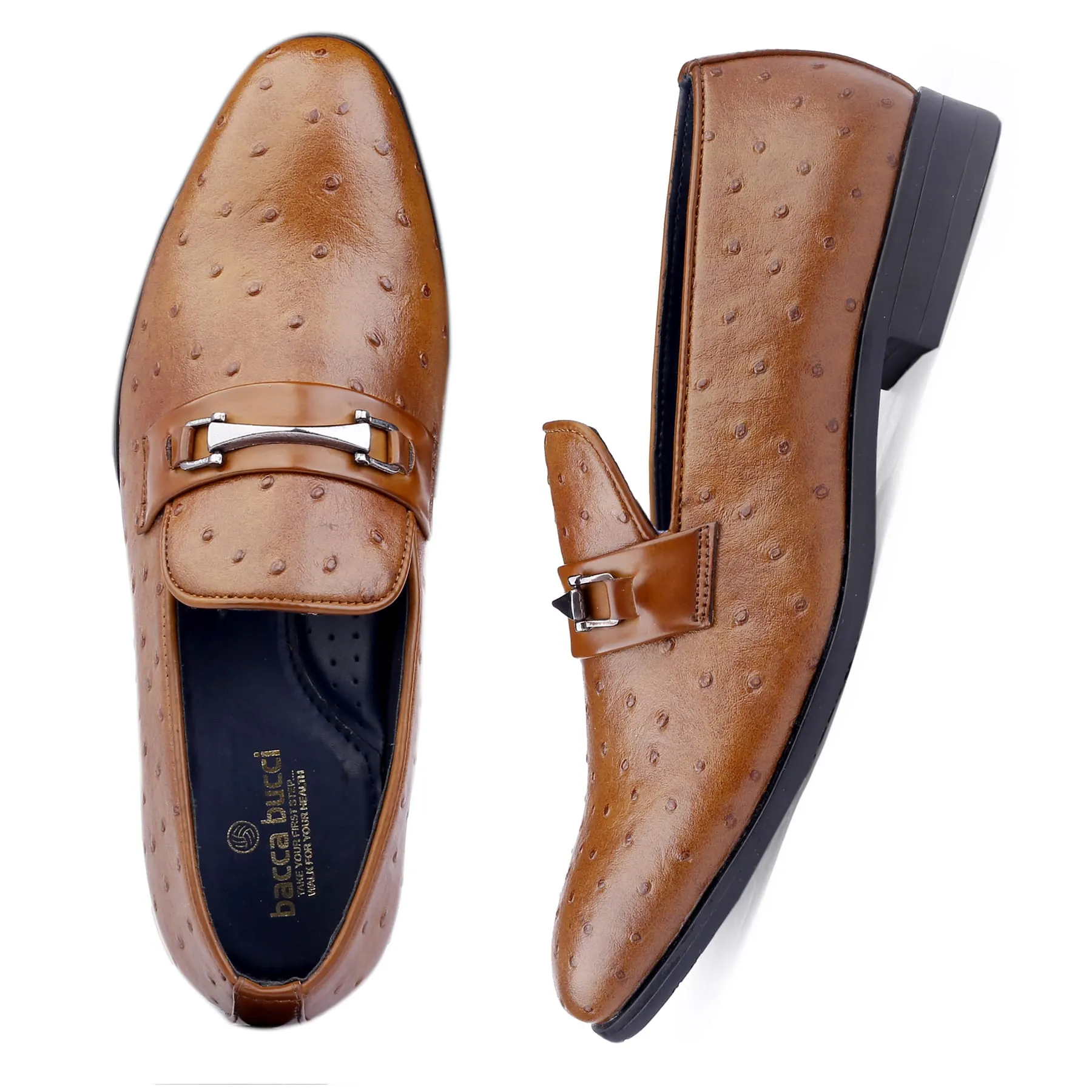 Dsw Dress Loafers Bacca Bucci OSTRICH Party Textured Loafers | Wedding Dress Formal Slip-on Shoes