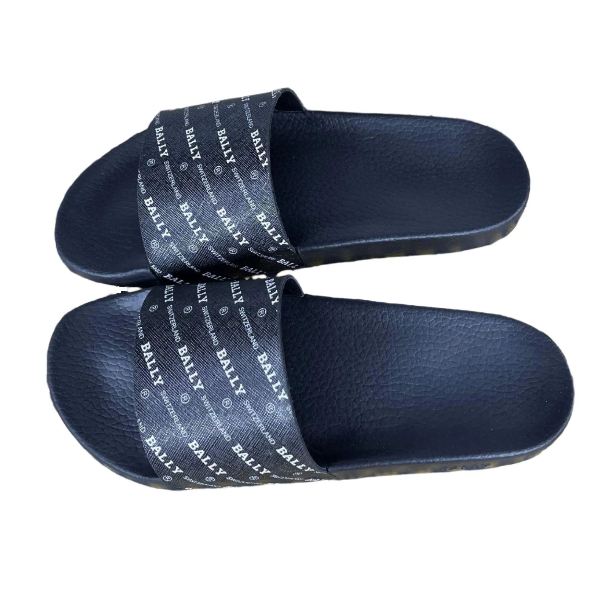 Bally Mens Slanter Black/White Rubber Slides Toms Shoes Sandals