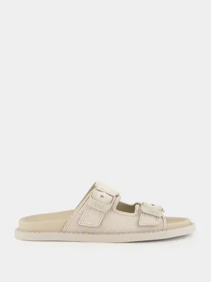 Sandals Sofft Beige Nubuck Leather Sandals with FF Motif