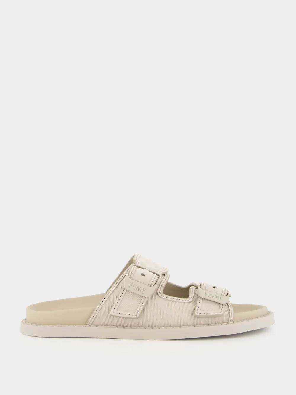 Beige Nubuck Leather Sandals with FF Motif Sandals Eileen Fisher