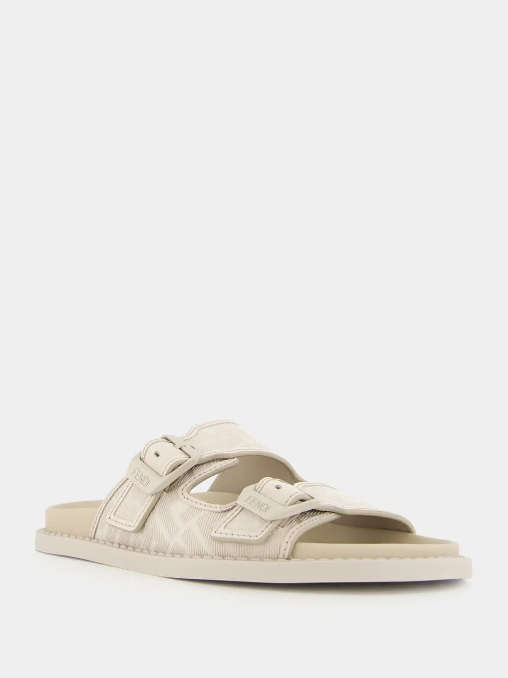 Beige Nubuck Leather Sandals with FF Motif Wrap Around Sandals