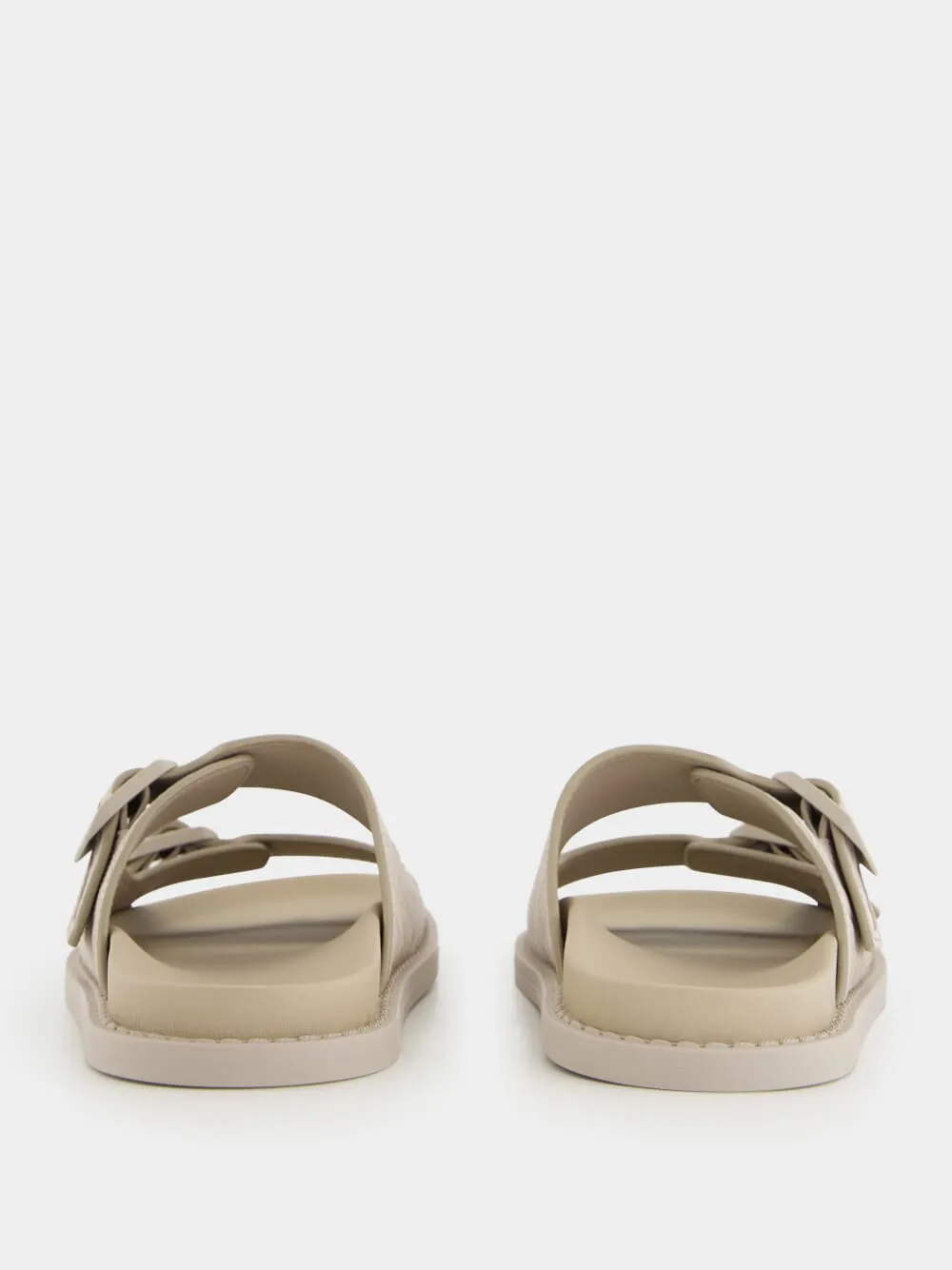 Beige Nubuck Leather Sandals with FF Motif Waterproof Sandals