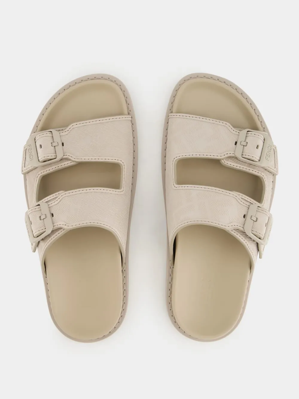 Beige Nubuck Leather Sandals with FF Motif Attilio Giusti Leombruni Sandals