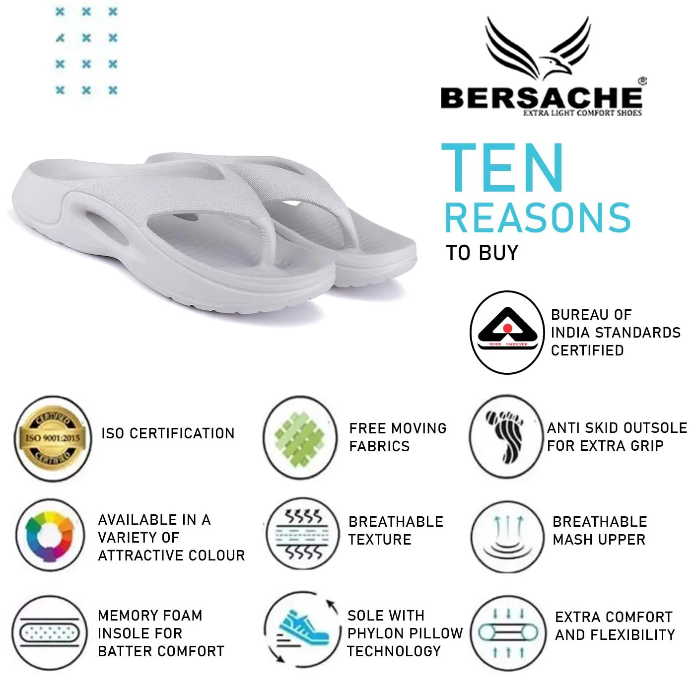 Fnaf Slippers Bersache Extra Soft Classic Casual with Back Strap Regular wear with Ultra Soft & Flexibility Technology Flip-Flop for Men's/ Boy's 6057-White