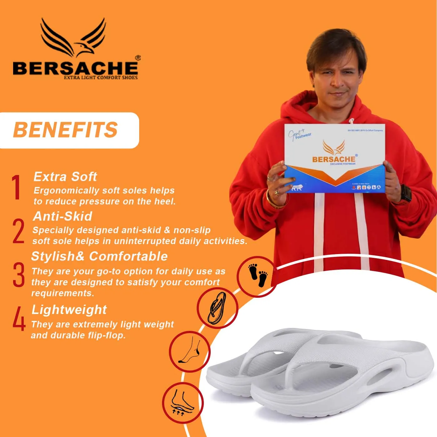 Bersache Extra Soft Classic Casual with Back Strap Regular wear with Ultra Soft & Flexibility Technology Flip-Flop for Men's/ Boy's 6057-White Fun Slippers