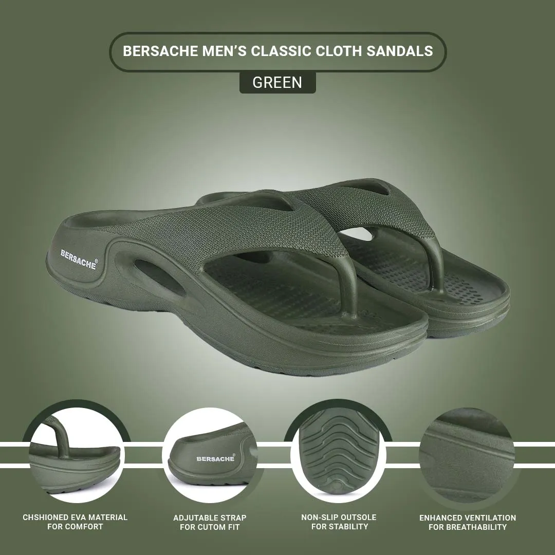 Easy Slippers Crochet Bersache Extra Soft Classic Casual with Back Strap Regular wear with Ultra Soft & Flexibility Technology Flip-Flop for Men's/ Boy's 6065-Green