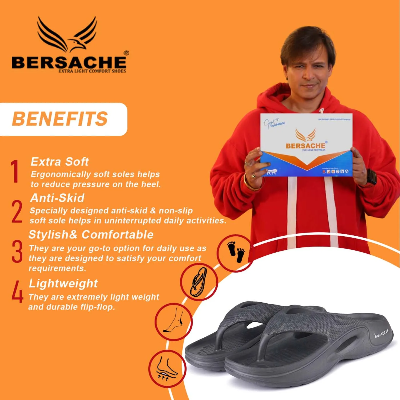 Bersache Extra Soft Classic Casual with Back Strap Regular wear with Ultra Soft & Flexibility Technology Flip-Flop for Men's/ Boy's 6066-Gray Fleece Slippers