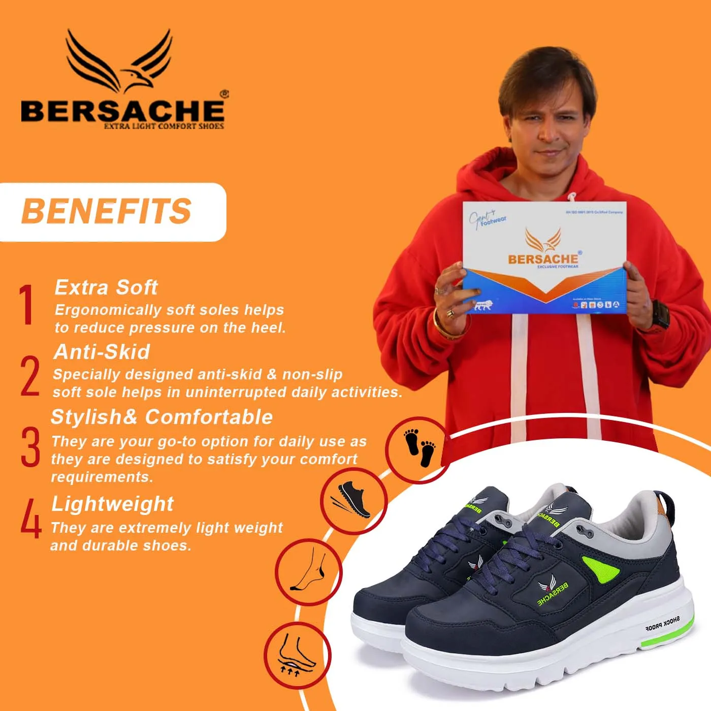 Sheep Lined Slippers Bersache Lightweight Sports Running Shoes For Men Blue-7053