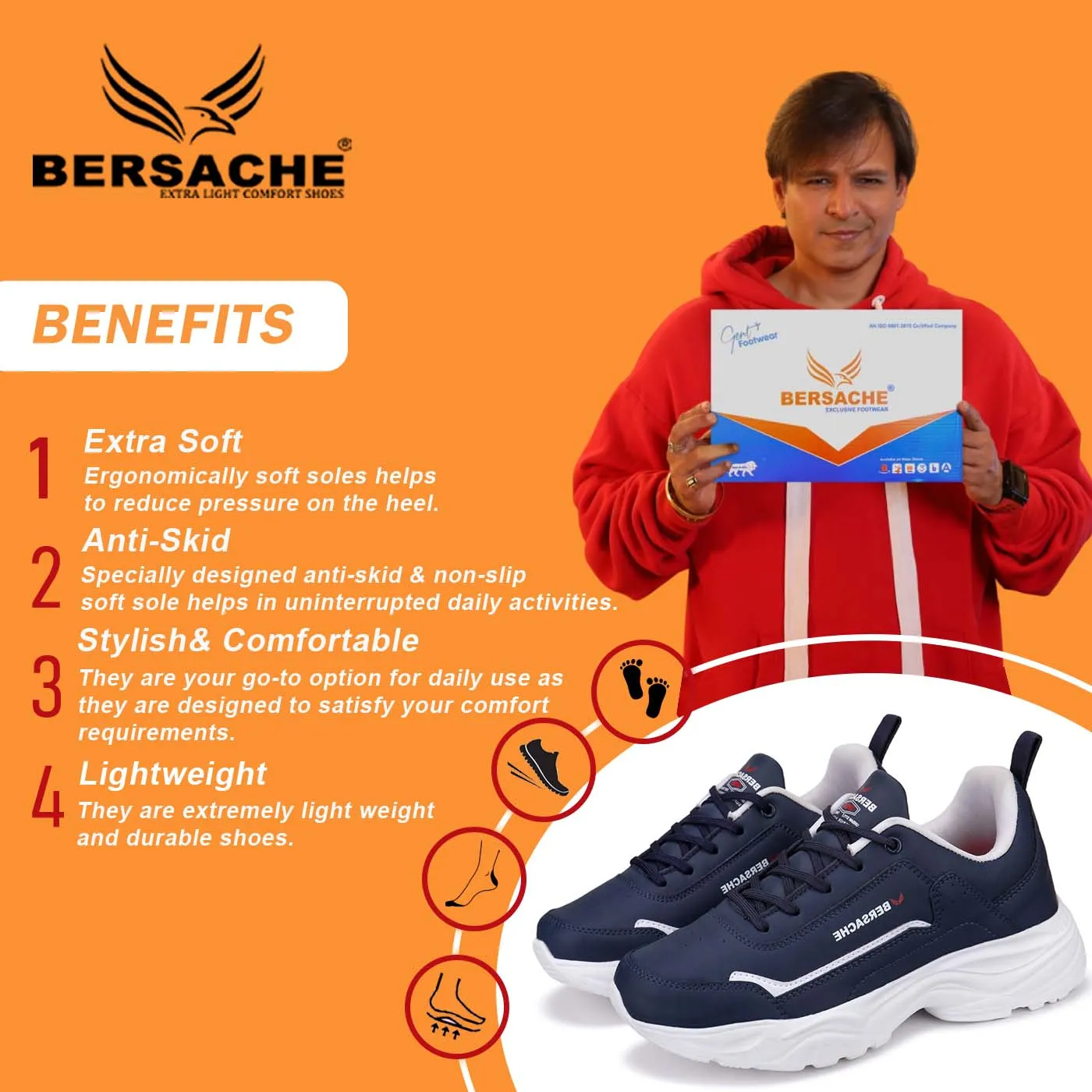 Giant Sneaker Slippers Bersache Lightweight Sports Running Shoes For Men Blue-7055