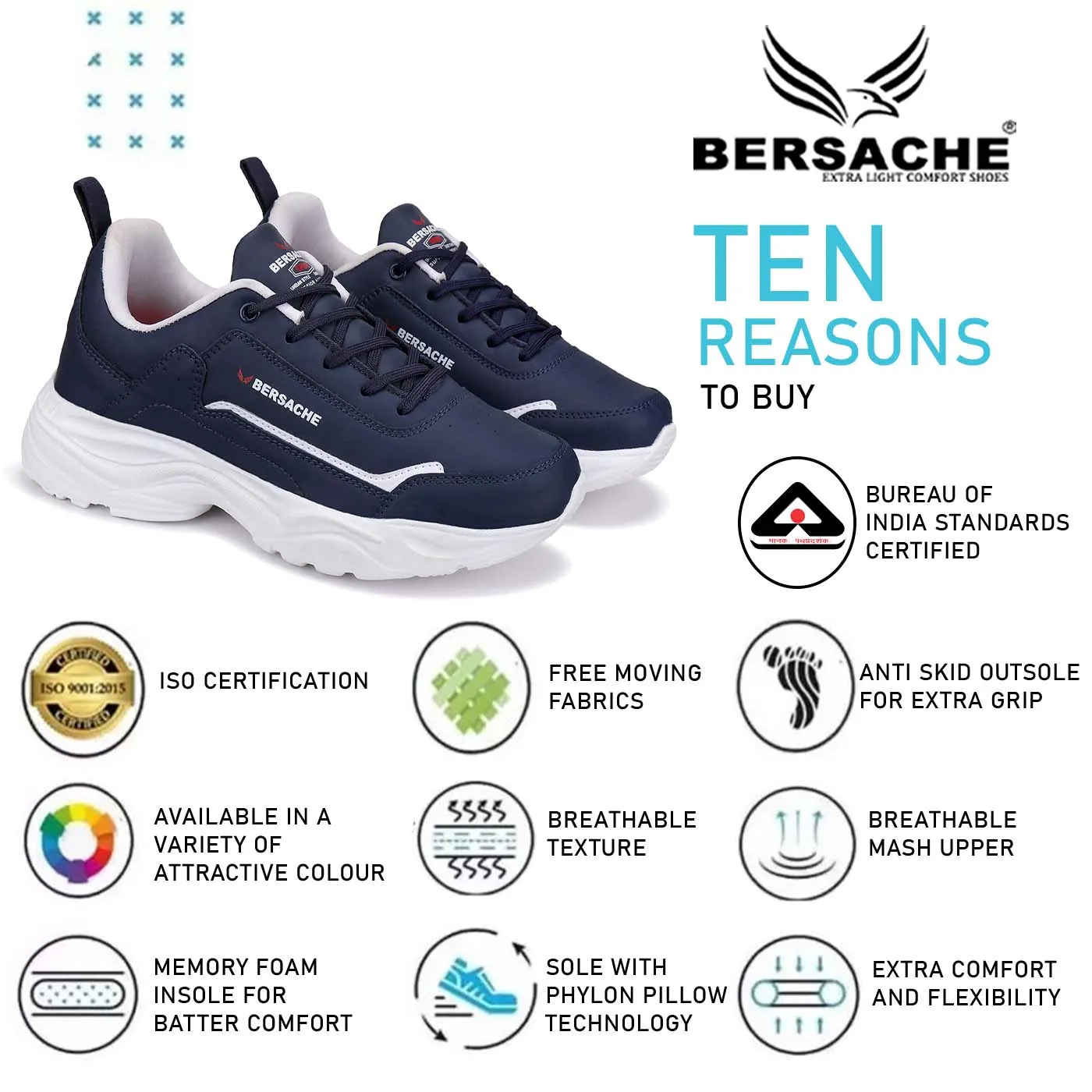 Slide In Clogs Bersache Lightweight Sports Running Shoes For Men Blue-7055