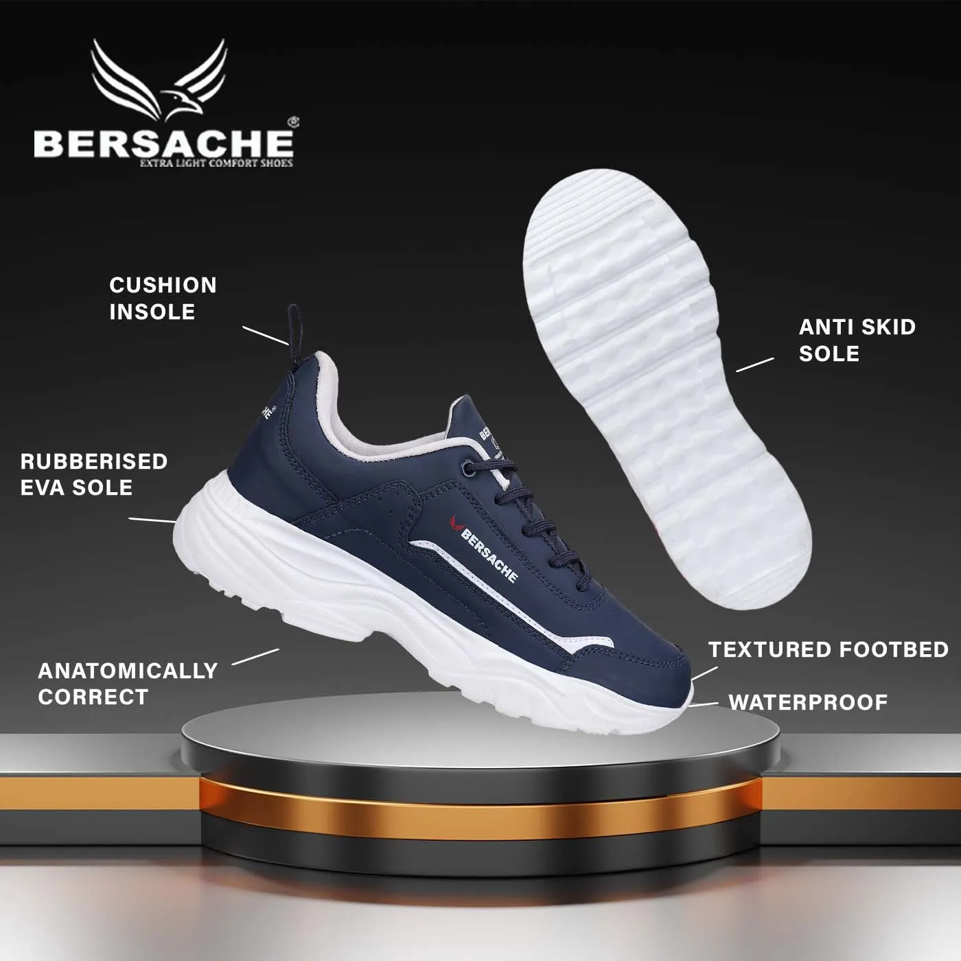 Best Slippers For Sweaty Feet Bersache Lightweight Sports Running Shoes For Men Blue-7055