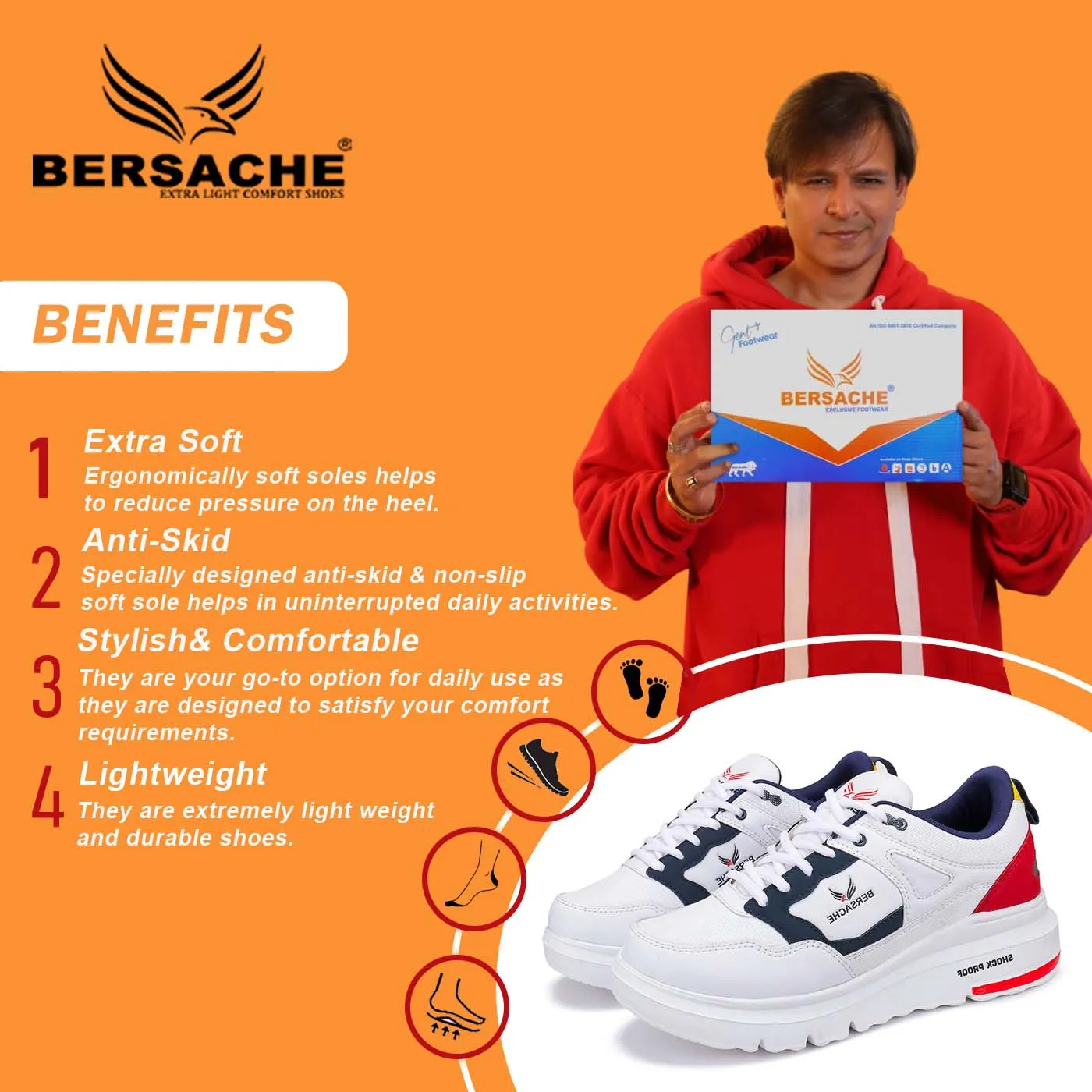 Bersache Lightweight Sports Running Shoes For Men White-7052 The Slippers