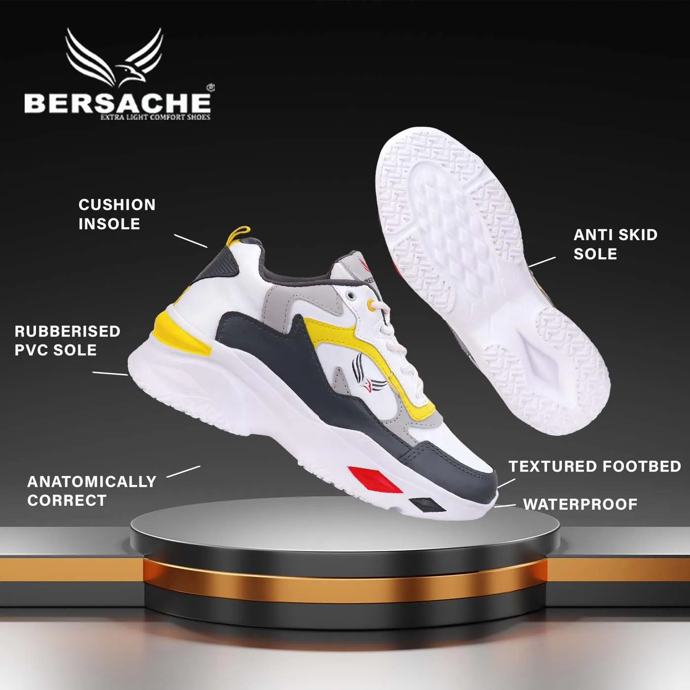 Slippers With Shearling Lining Bersache Lightweight Sports Running Shoes For Men Yellow-9011