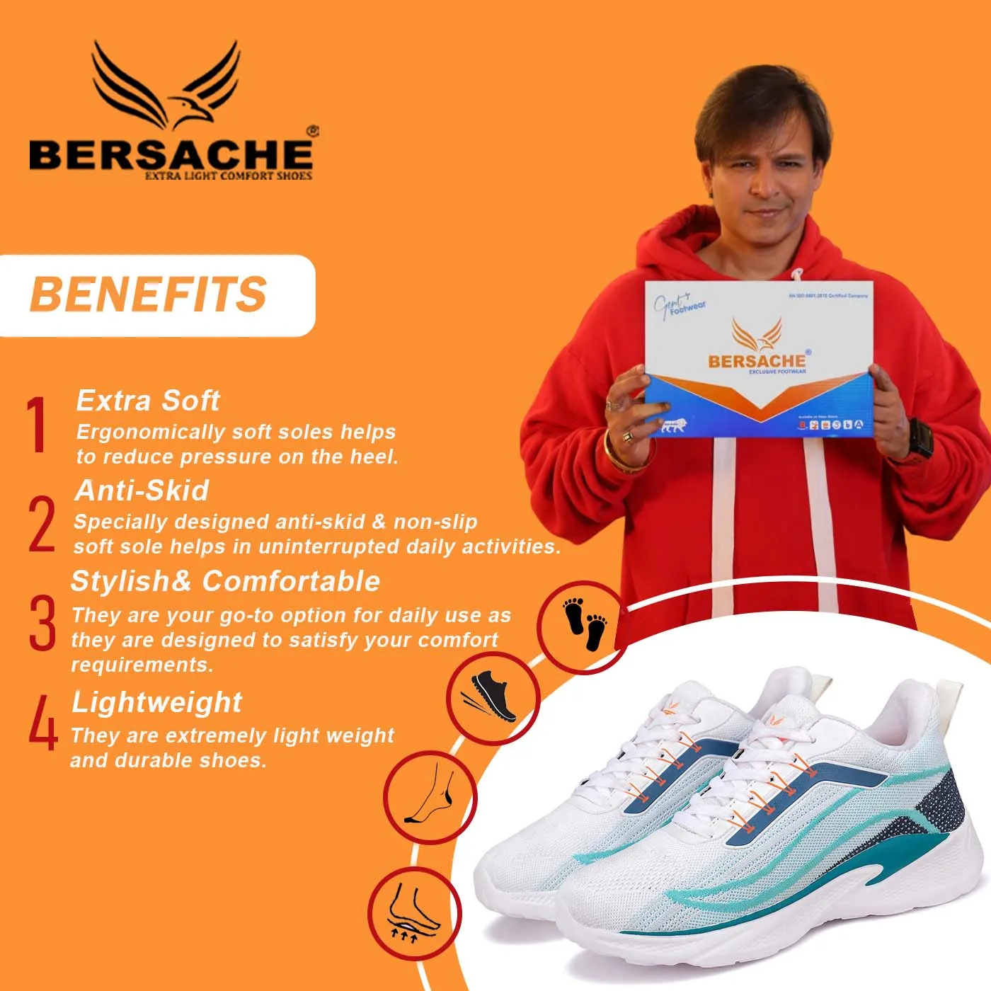 Emu Australia Slippers Bersache Premium Sports ,Gym, Trending Stylish Running Shoes For Men (8011-White)