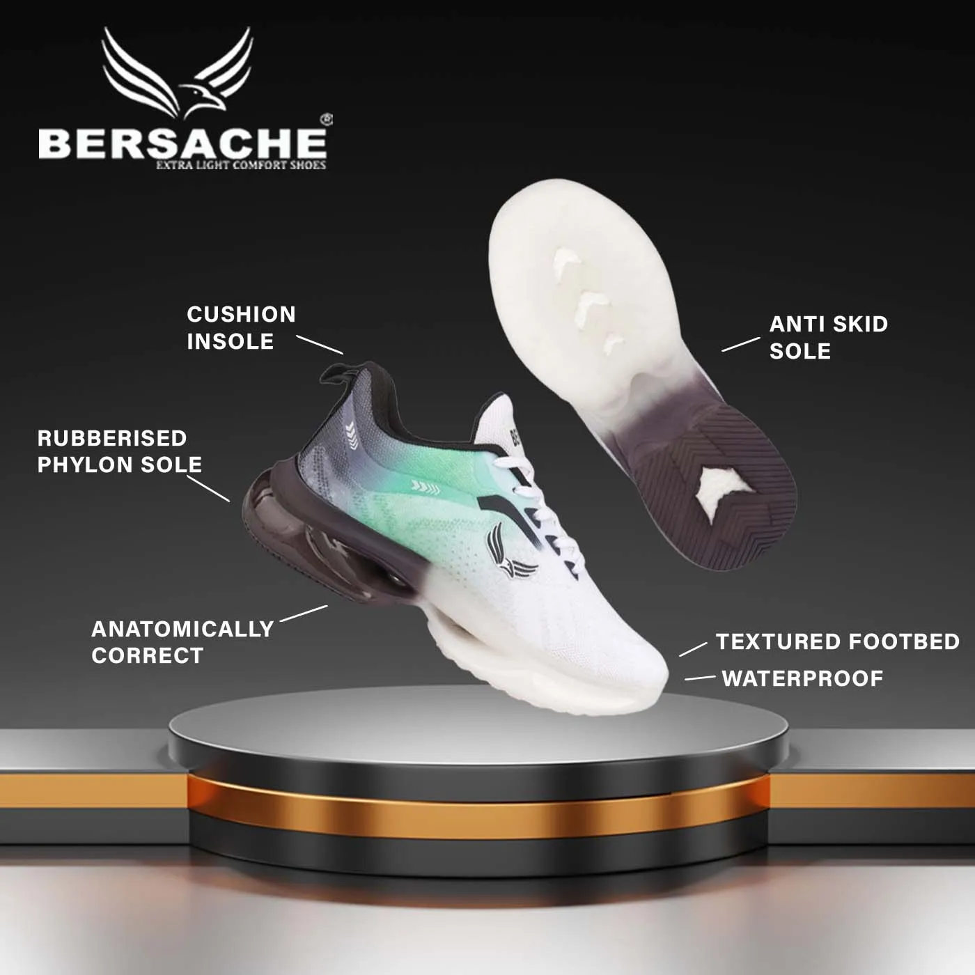 Bersache Sneaker, Loafers ,Casual With Extra Comfort Sneakers For Mens (9189-Green) Noeth Face Slippers