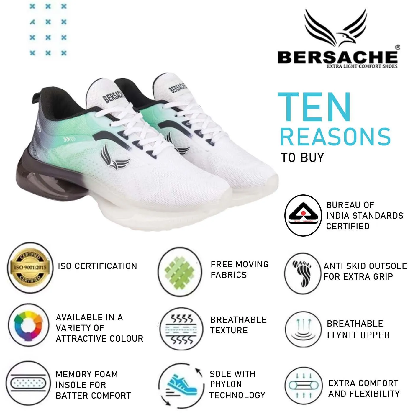 Bersache Sneaker, Loafers ,Casual With Extra Comfort Sneakers For Mens (9189-Green) Ballet Slippers Spa