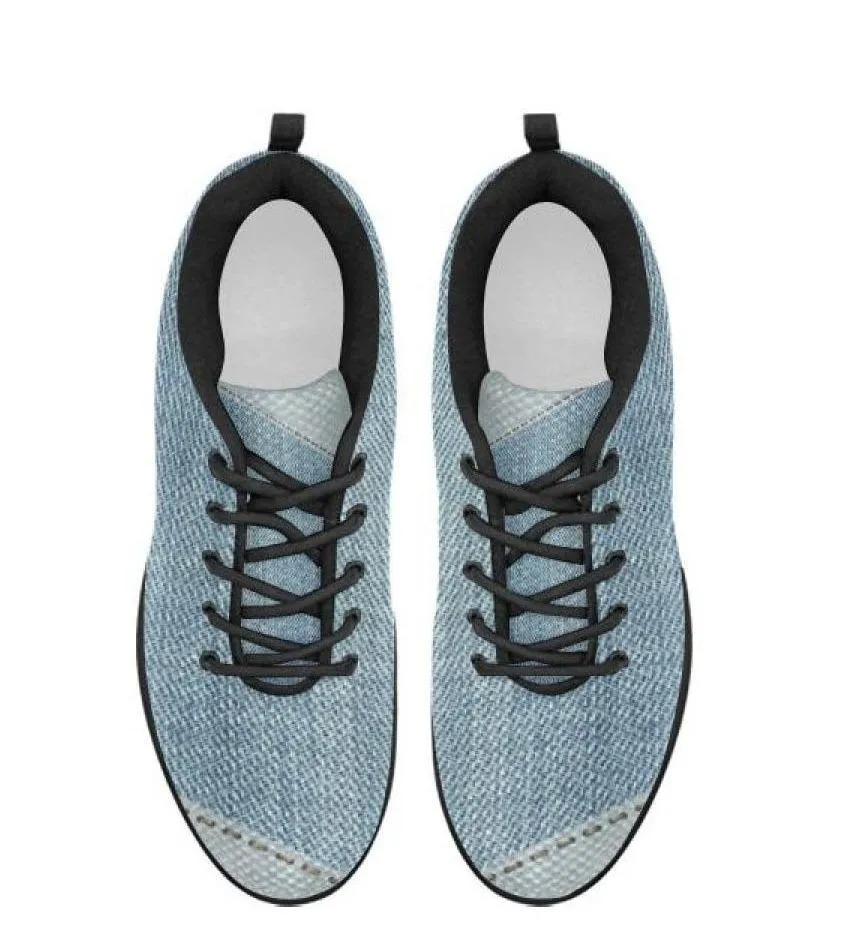 Uniquely You Womens Sneakers,  Patch Denim Print  Running Shoes by inQue.Style Long Distance Shoes Running