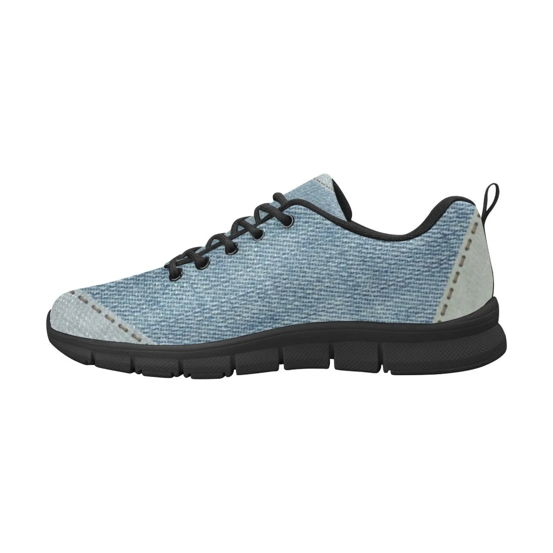 Uniquely You Womens Sneakers,  Patch Denim Print  Running Shoes by inQue.Style Bare Running Shoes