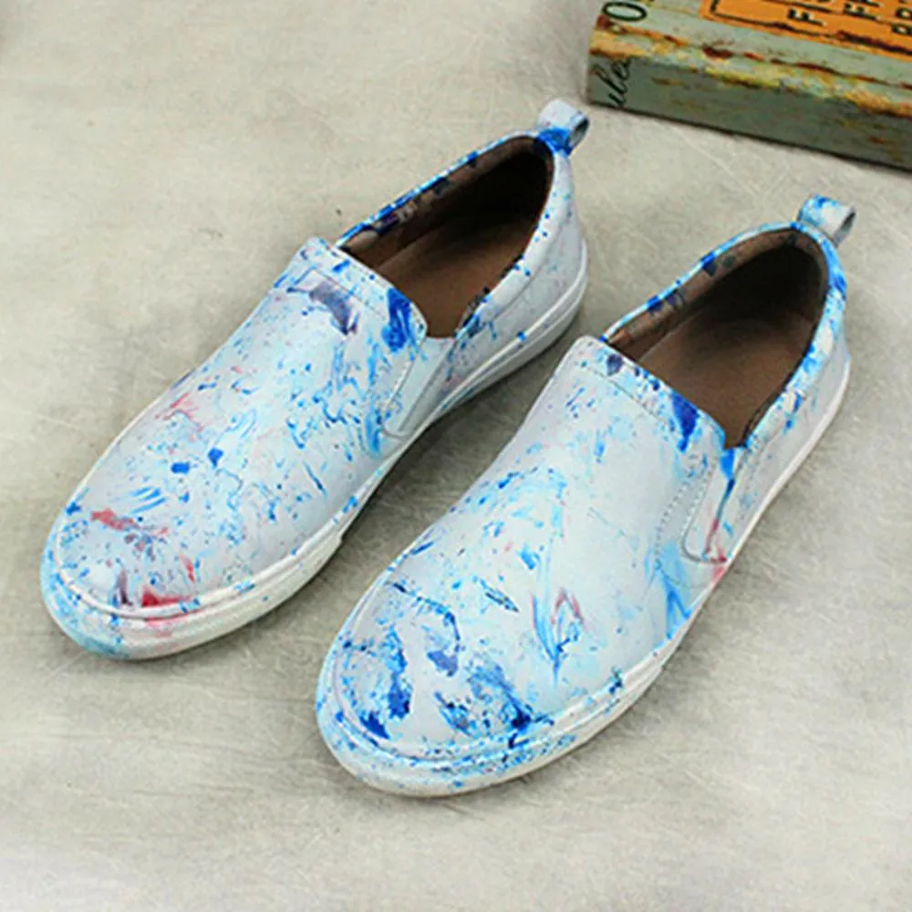 Women'S Sneakers Handmade Casual Flat Shoes Soft Leather Loafers Blue And Womens Oxfords