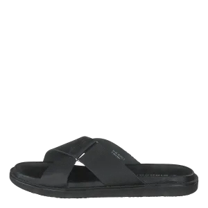 Biadebbie Leather Cross Sandal 100 Black Flip Flops For Sale Cheap