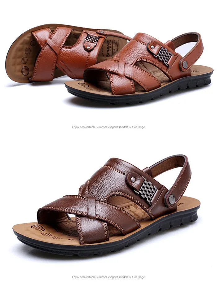 Big Size 48 Men Genuine Leather Sandals Classic Shoes Slippers Soft Sandals Costco Sandals