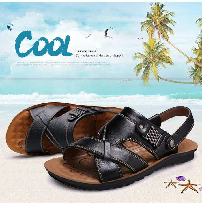 Sandals At Dsw Big Size 48 Men Genuine Leather Sandals Classic Shoes Slippers Soft Sandals