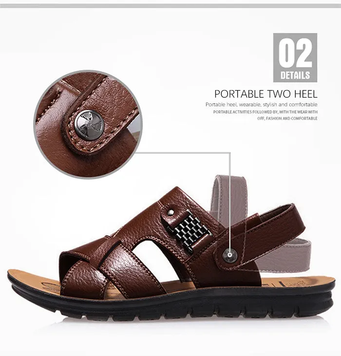 Wedge Heel Thong Sandals Big Size 48 Men Genuine Leather Sandals Classic Shoes Slippers Soft Sandals