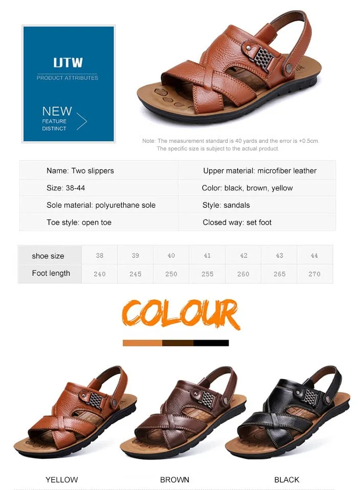 Big Size 48 Men Genuine Leather Sandals Classic Shoes Slippers Soft Sandals Leather Thong Sandals
