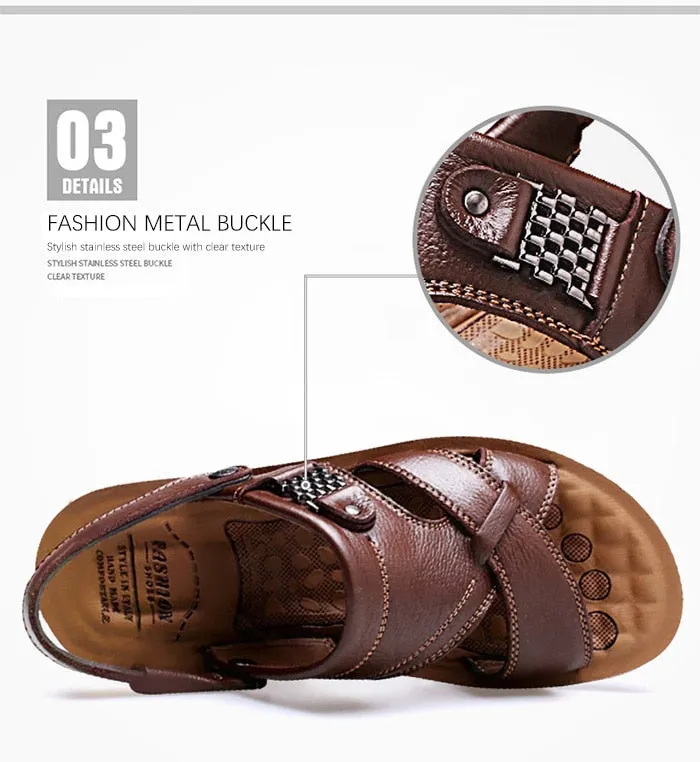 Big Size 48 Men Genuine Leather Sandals Classic Shoes Slippers Soft Sandals Sandals That Have Arch Support