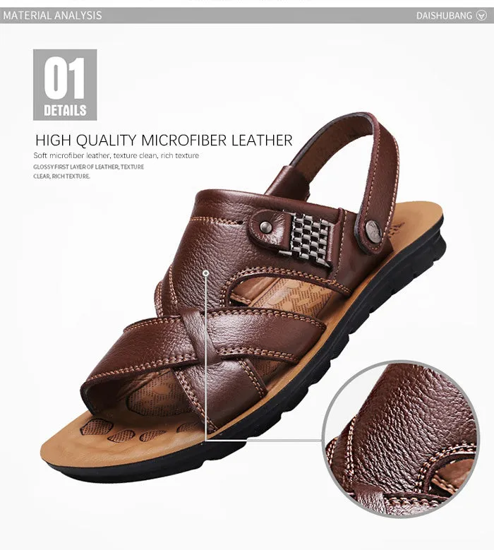 Big Size 48 Men Genuine Leather Sandals Classic Shoes Slippers Soft Sandals Barbados Resort