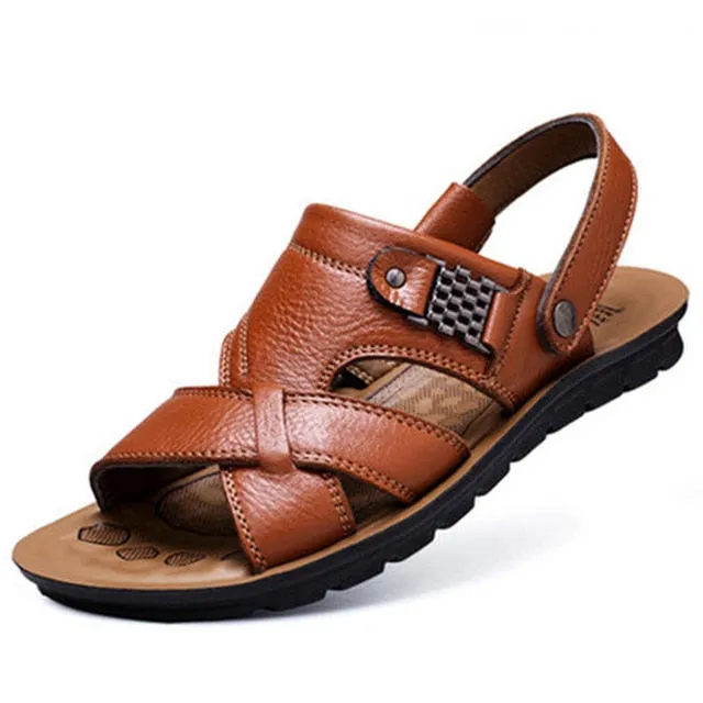 Big Size 48 Men Genuine Leather Sandals Classic Shoes Slippers Soft Sandals Most Comfortable Wedge Sandals