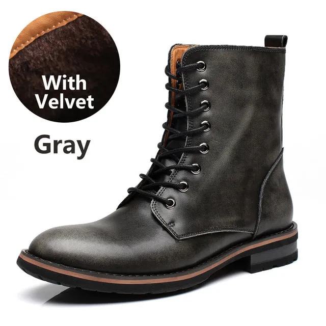 70s Flat Shoes BIMUDUIYU New Arrival Fashion Handmade Super Warm AutumnWinter Men Shoes Casual British Style Ankle Boots Wipe color Snow Boots