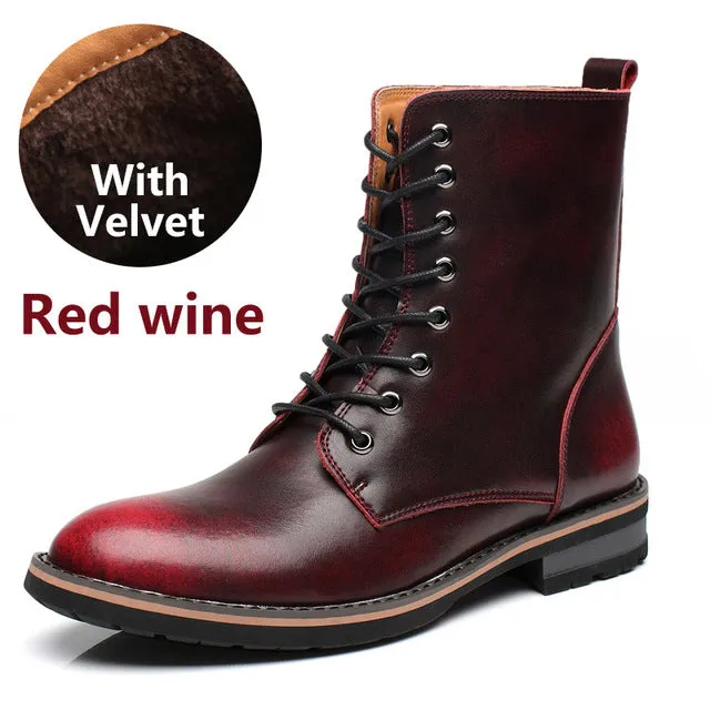 BIMUDUIYU New Arrival Fashion Handmade Super Warm AutumnWinter Men Shoes Casual British Style Ankle Boots Wipe color Snow Boots Pointed Flat Shoes Uk