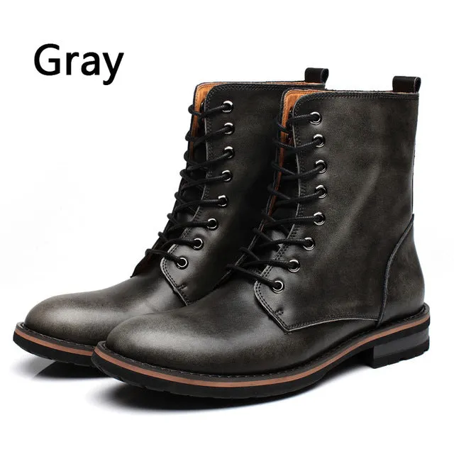 BIMUDUIYU New Arrival Fashion Handmade Super Warm AutumnWinter Men Shoes Casual British Style Ankle Boots Wipe color Snow Boots Gold Flat Lace Up Shoes