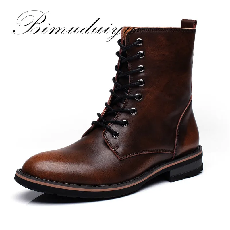 BIMUDUIYU New Arrival Fashion Handmade Super Warm AutumnWinter Men Shoes Casual British Style Ankle Boots Wipe color Snow Boots Size 8 Flat Shoes