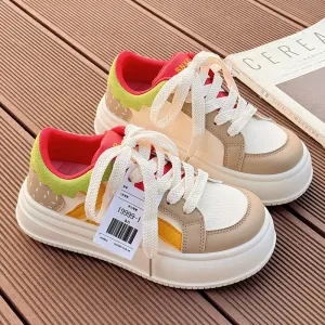 Sneakers Sale Designer binfenxie  -  2024 Women Breathable Hamburger Sneakers Kawaii Patchwork Shoes Thick Heel Sneakers Trend Casual Running Platform High Top Shoes