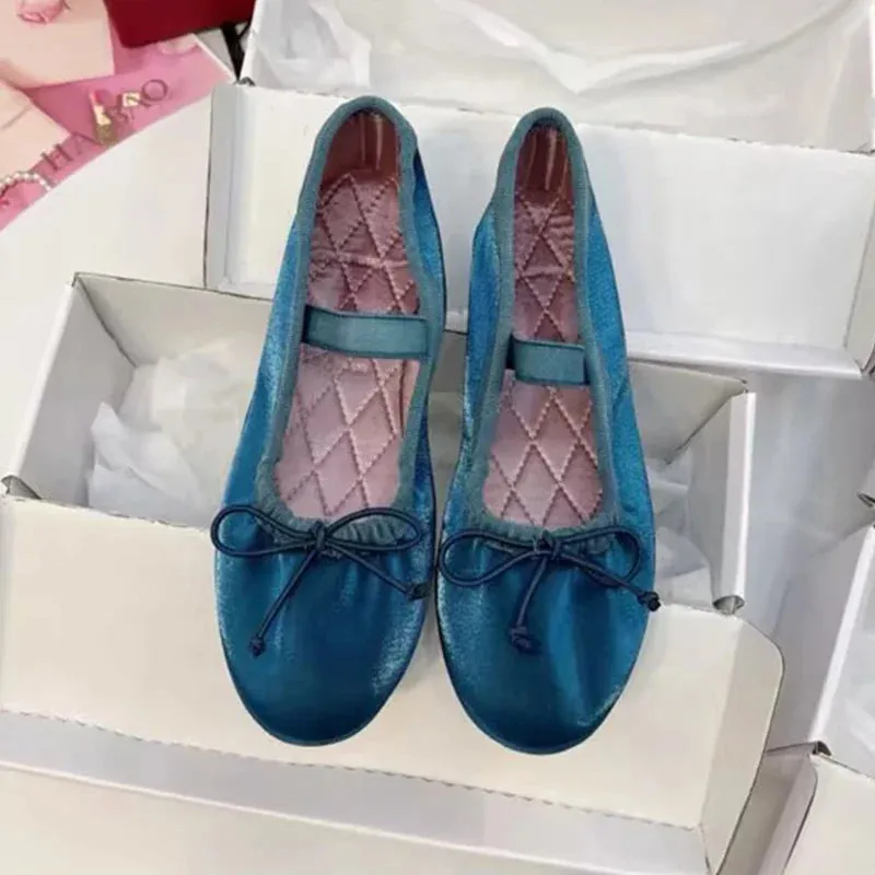 Gucci Chunky Loafers binfenxie  -  Elegant Velvet Ballet Flats Shoes Women Bow Tie Soft Casual Streetwear Ladies Shoes Female Slip on Mary Jane Shoes Loafers New