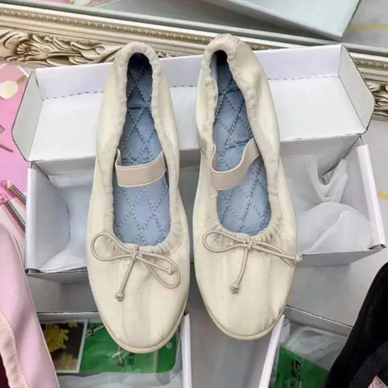 binfenxie  -  Elegant Velvet Ballet Flats Shoes Women Bow Tie Soft Casual Streetwear Ladies Shoes Female Slip on Mary Jane Shoes Loafers New Adrian Stitch Ambassador Leather Loafers