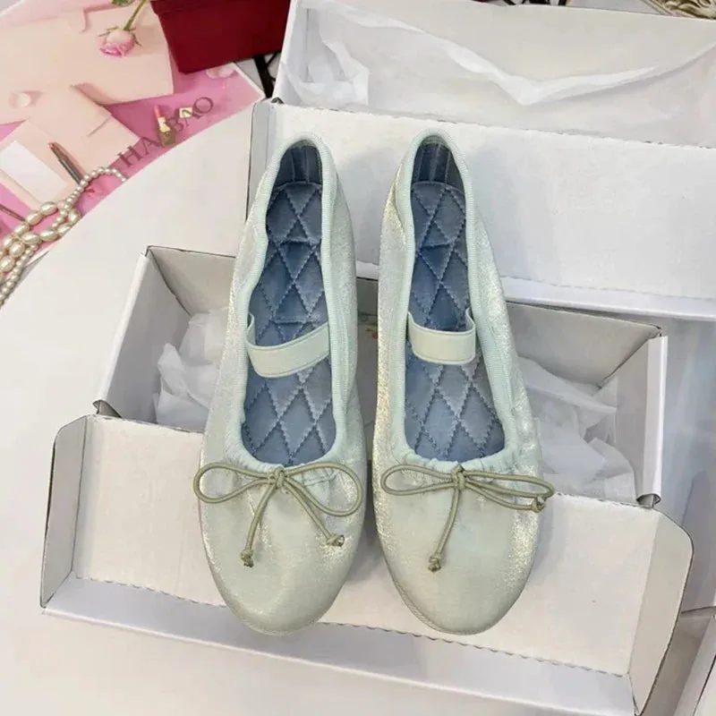 Work Shoes Loafers binfenxie  -  Elegant Velvet Ballet Flats Shoes Women Bow Tie Soft Casual Streetwear Ladies Shoes Female Slip on Mary Jane Shoes Loafers New