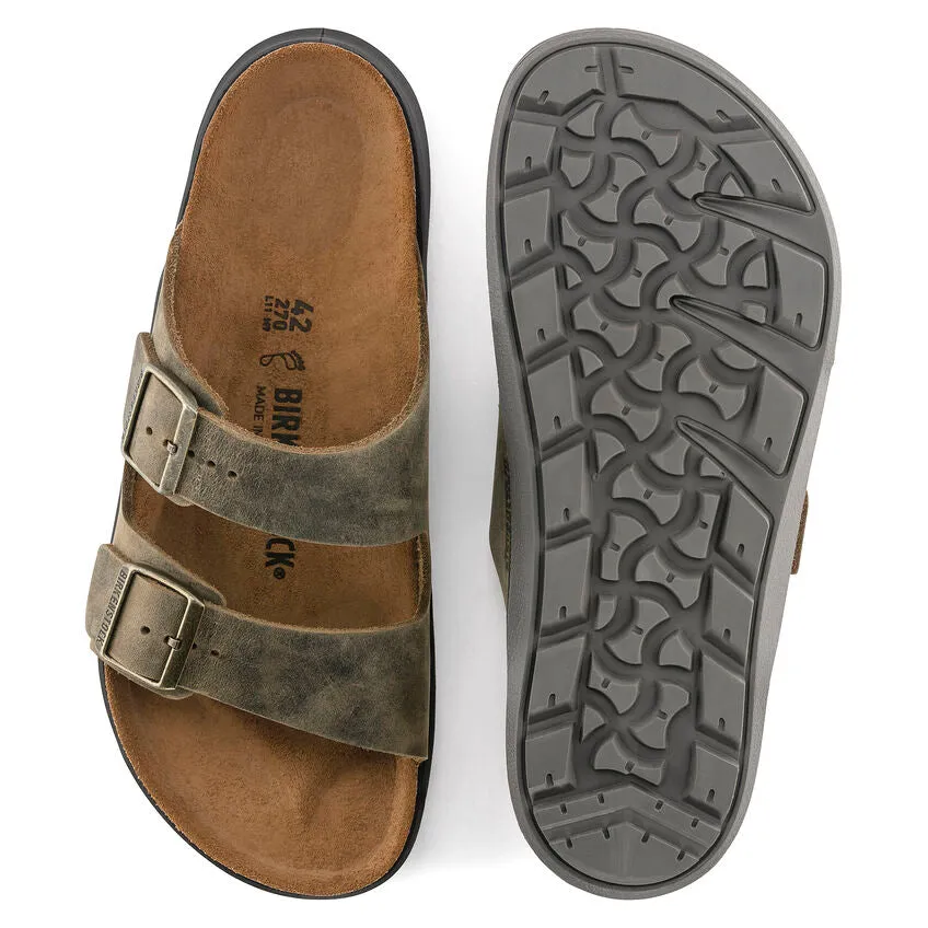 'Birkenstock' Men's Arizona Rugged Oiled Leather Sandal - Faded Khaki Sandals By Propet