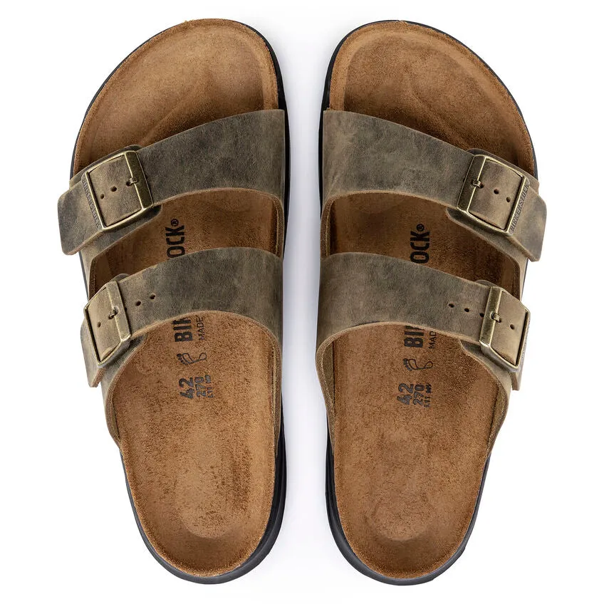 Earth Spirit Shoes Sandals 'Birkenstock' Men's Arizona Rugged Oiled Leather Sandal - Faded Khaki