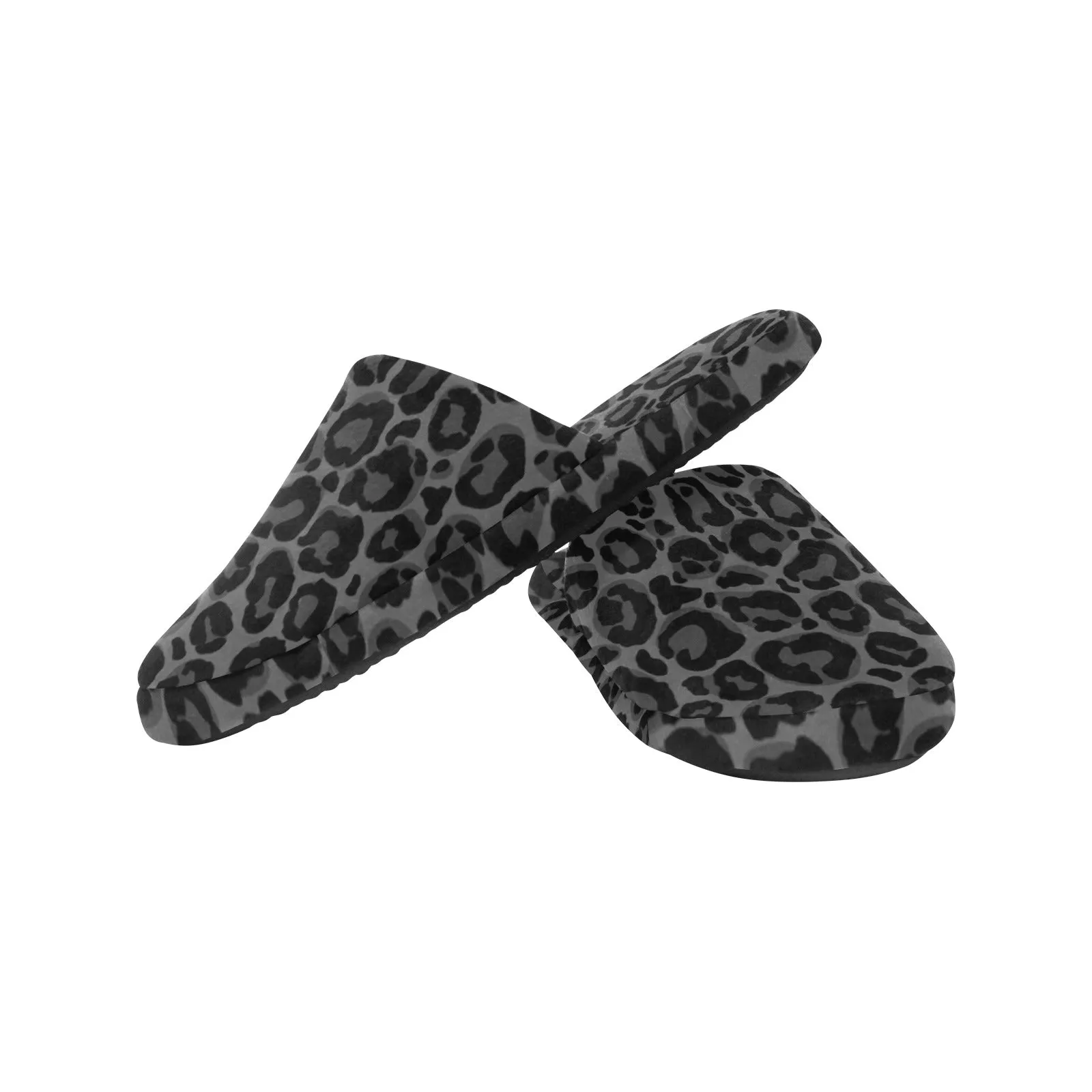 Black Leopard Women's Slipper, Animal Print Cheetah Grey House Slide Handmade Bedroom Cozy Winter Designer Slip On Indoor Shoes Arch Support Boot Slippers