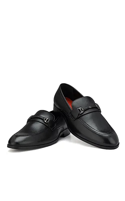 Black Plain Leather Loafers Hunter Rubber Loafers