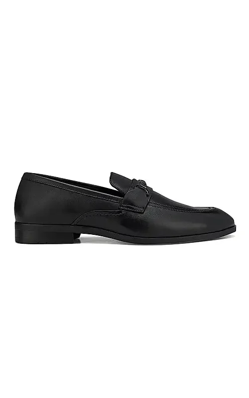 Black Plain Leather Loafers Jorts And Loafers