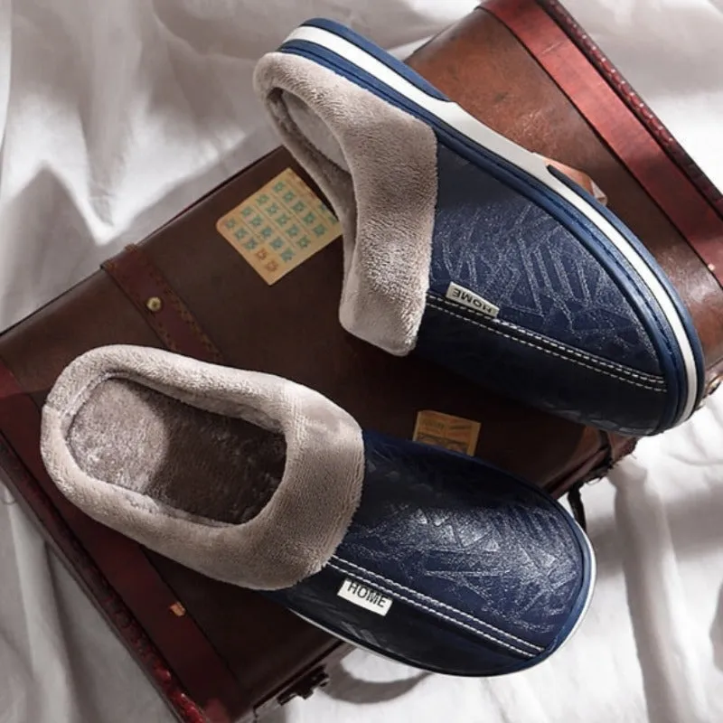 Groovywish Fur Slippers For Men Comfy Cozy Leather Home Shoes Stewie Slippers