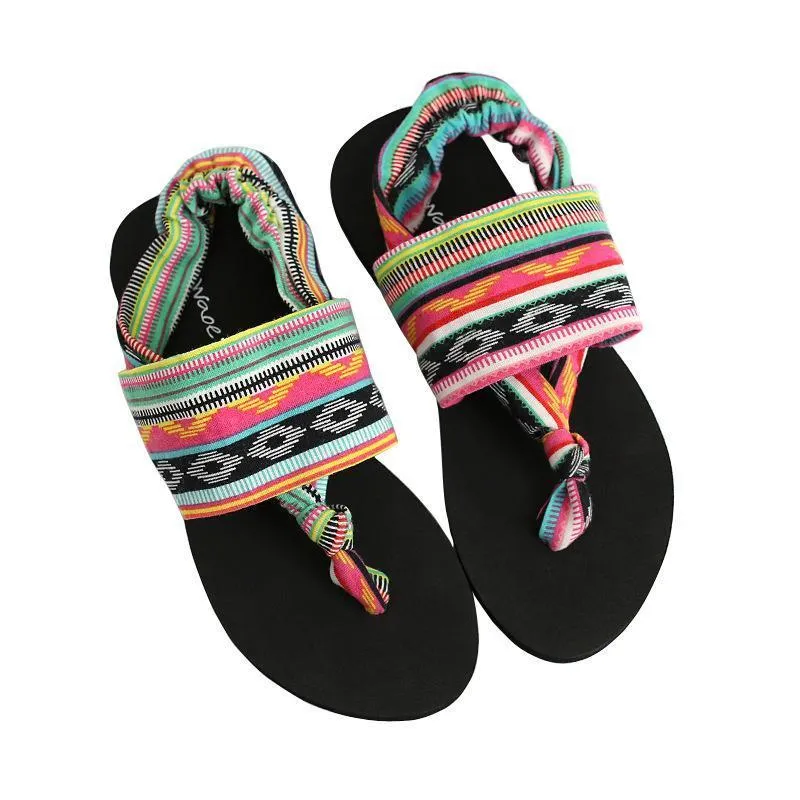 Bohemian Wrapped Flip-Flops Women Slippers Flat-bottomed Fashion Wear Non-slip Beach Shoes Best Way To Clean Stinky Flip Flops