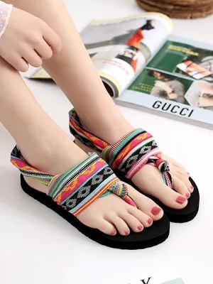 Cleaning Smelly Flip Flops Bohemian Wrapped Flip-Flops Women Slippers Flat-bottomed Fashion Wear Non-slip Beach Shoes